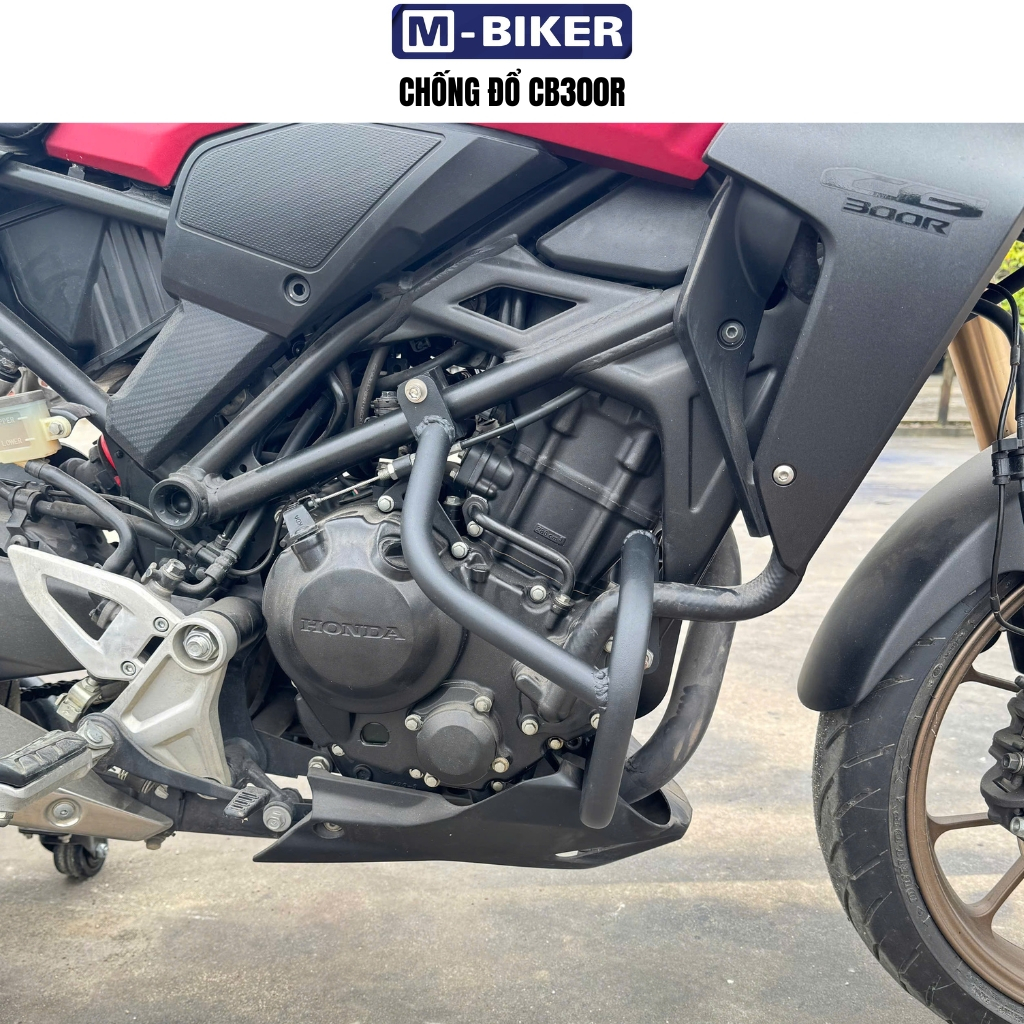 Chống đổ cb300, chống đổ lốc máy cb300, bảo vệ lốc máy cb300 chất liệu thép, sơn tĩnh điện.