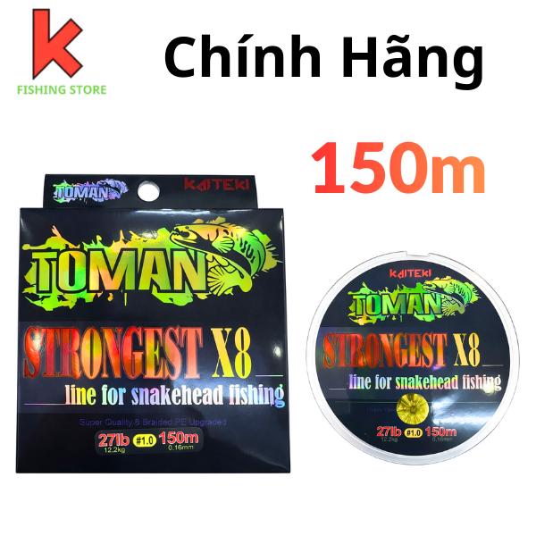 Dây PE TOMAN X8 CHÍNH HÃNG cuộn 150m dù siêu bền câu lure cá lóc cá chẽm câu ngâm , lăng xê