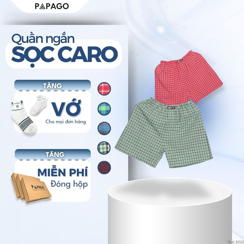 Combo 2 Quần Short Nam PAPAGO Mặc Nhà Dáng Thoải Mái, Chất Vải Mềm – P24QNCR001