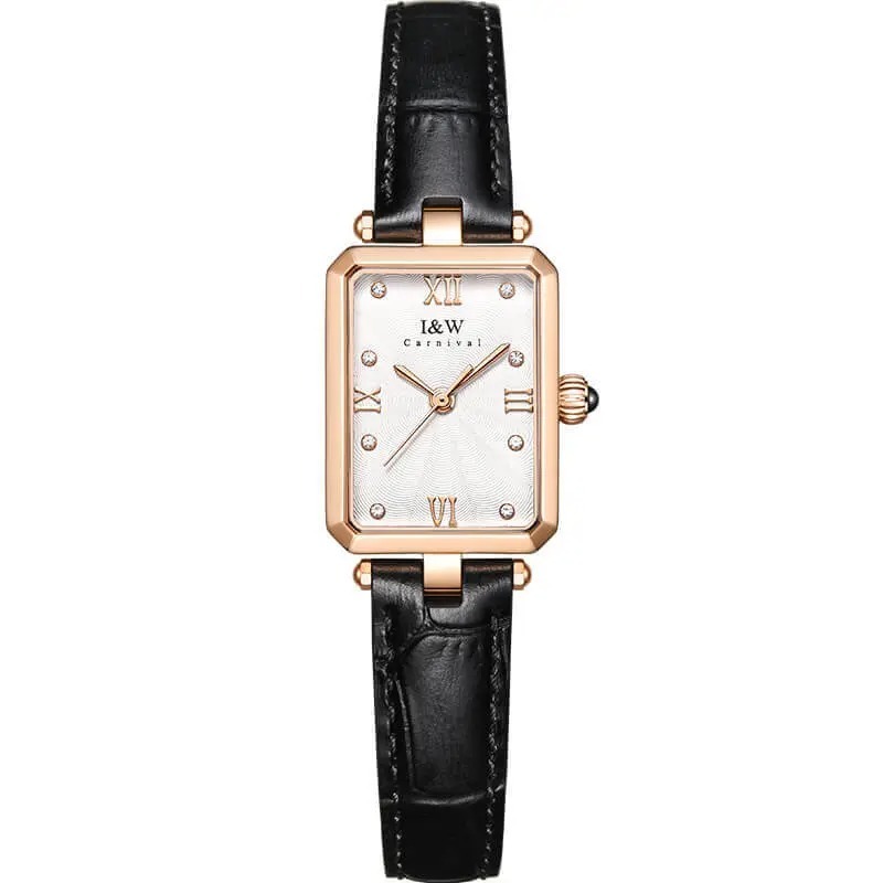 Đồng hồ nữ chính hãng I&W Carnival IW631 IW631L 631 631L dây da máy pin Miyota mặt kính sapphire