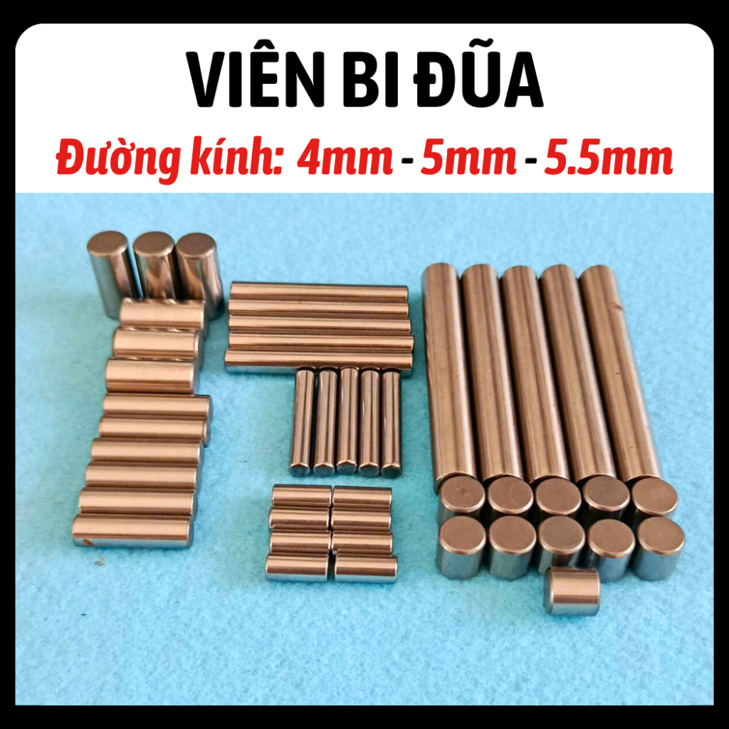 Viên bi đũa, viên bi trụ, viên bi kim đường kính từ 4mm, 5mm, 5.5mm (10 viên/Combo)
