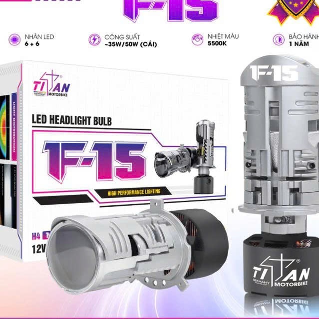 Đèn Bi Cầu Mini TITAN F15 - Công Suất 50W - Đèn Bi Led H4 F15 Titan Plug and Play Lắp Xe Máy Ô Tô