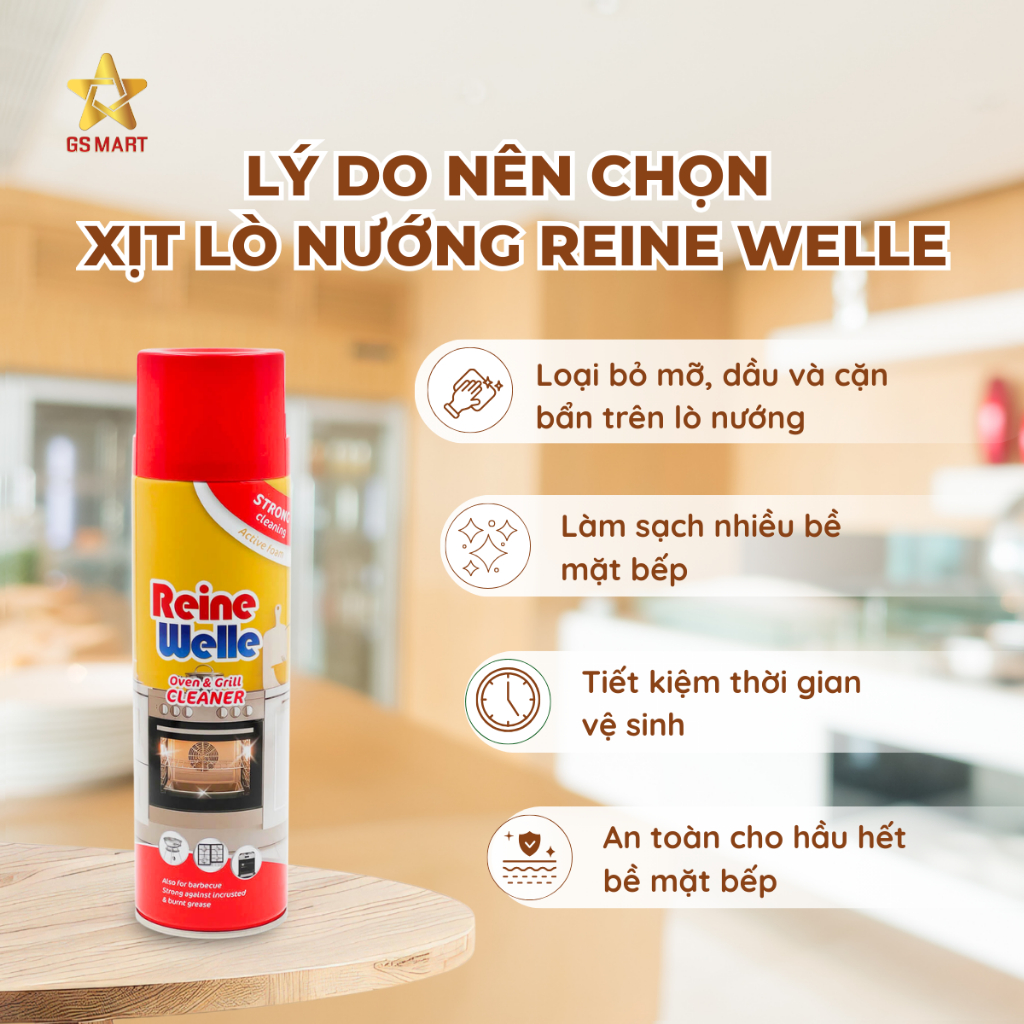 Chai xịt vệ sinh lò nướng, lò vi sóng, nồi chiên không dầu REINE WELLE 500ml chính hãng Đức
