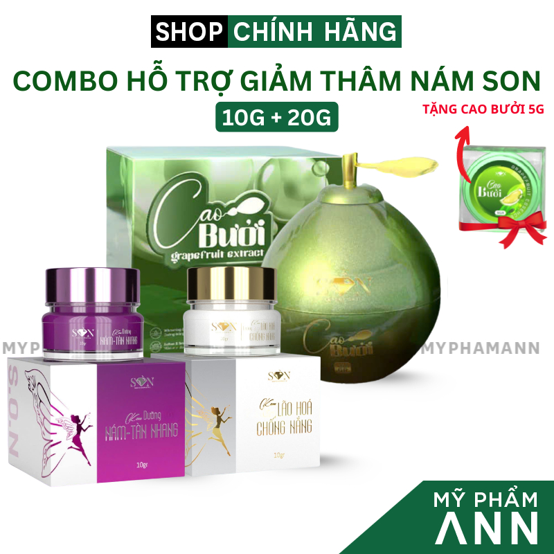 Combo Face Giảm Nám Trắng Tím SON Cosmetic + Cao Bưởi Lớn 20g SON Cosmetic Chính Hãng Tặng Cao Bưởi