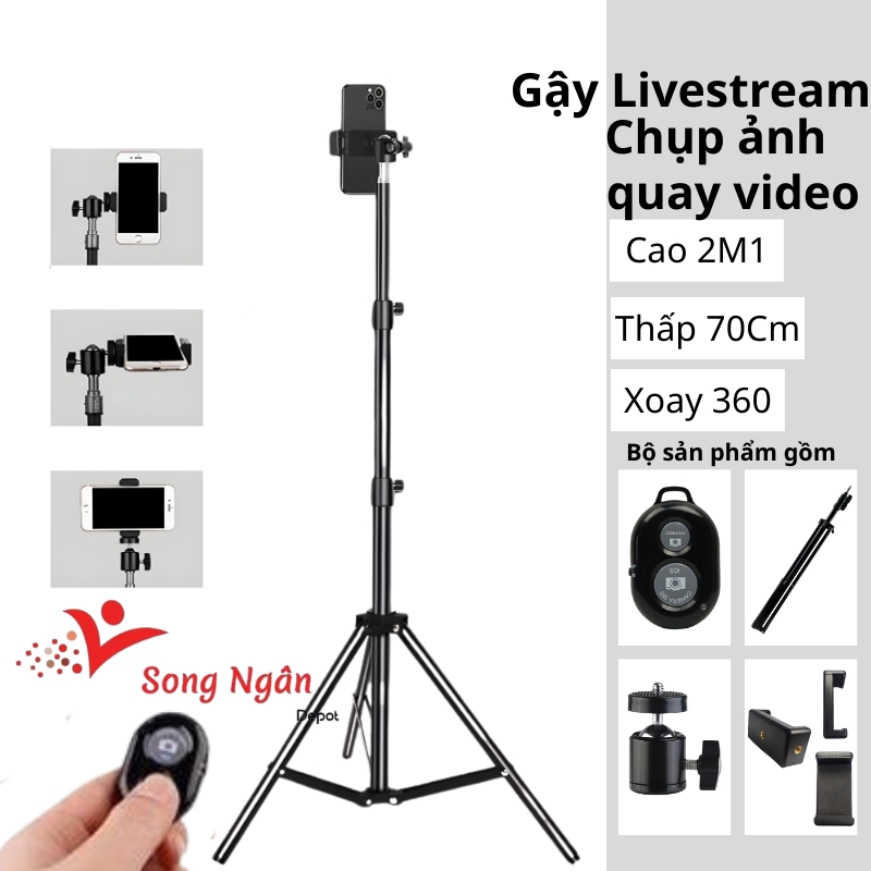 Gậy livestream gậy chụp ảnh quay video reivew sản phẩm cho điện thoại tiện lợi selfie phụ kiện | BigBuy360 - bigbuy360.vn