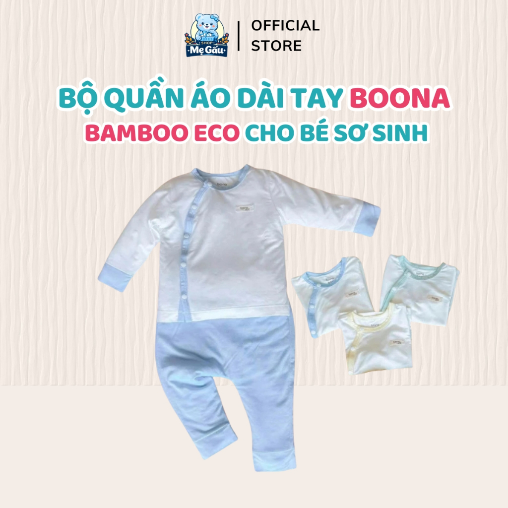 [BST Mới] Bộ Quần Áo Dài Tay Boona Sợi Tre Bamboo Eco Mã Màu Cho Bé Sơ Sinh