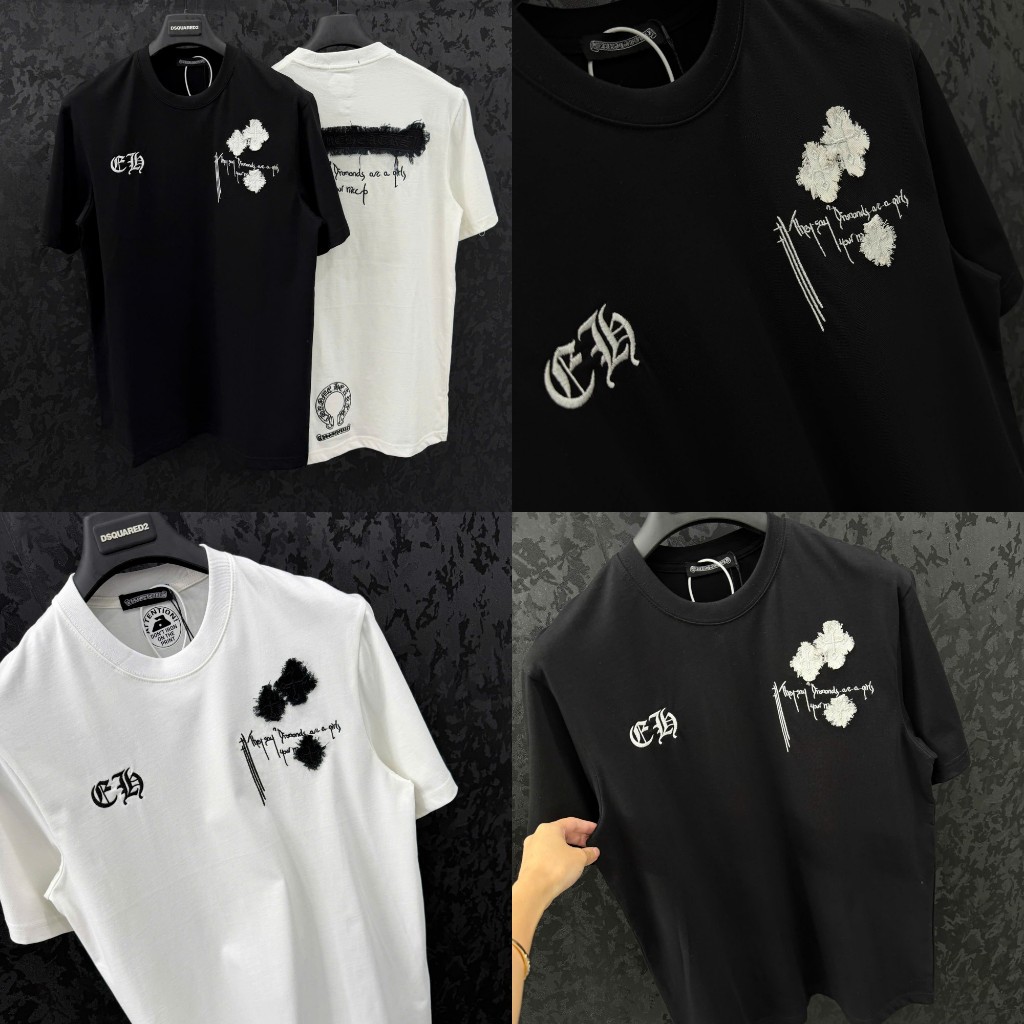 Áo Phông Nam Chrome Thêu Chữ Lưng Cực Chất - Áo Phông Nam Chrome Thêu Chất Cotton Cao Cấp