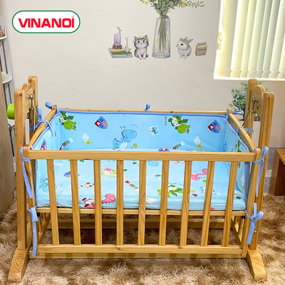 Nôi Điện Tự Động VINANOI VNN201T Gỗ Thông Cao Cấp Màu Trắng