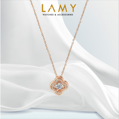 Dây chuyền mạ vàng ý LAMY Clover Natural South Africa Diamond Silver Necklace DN002