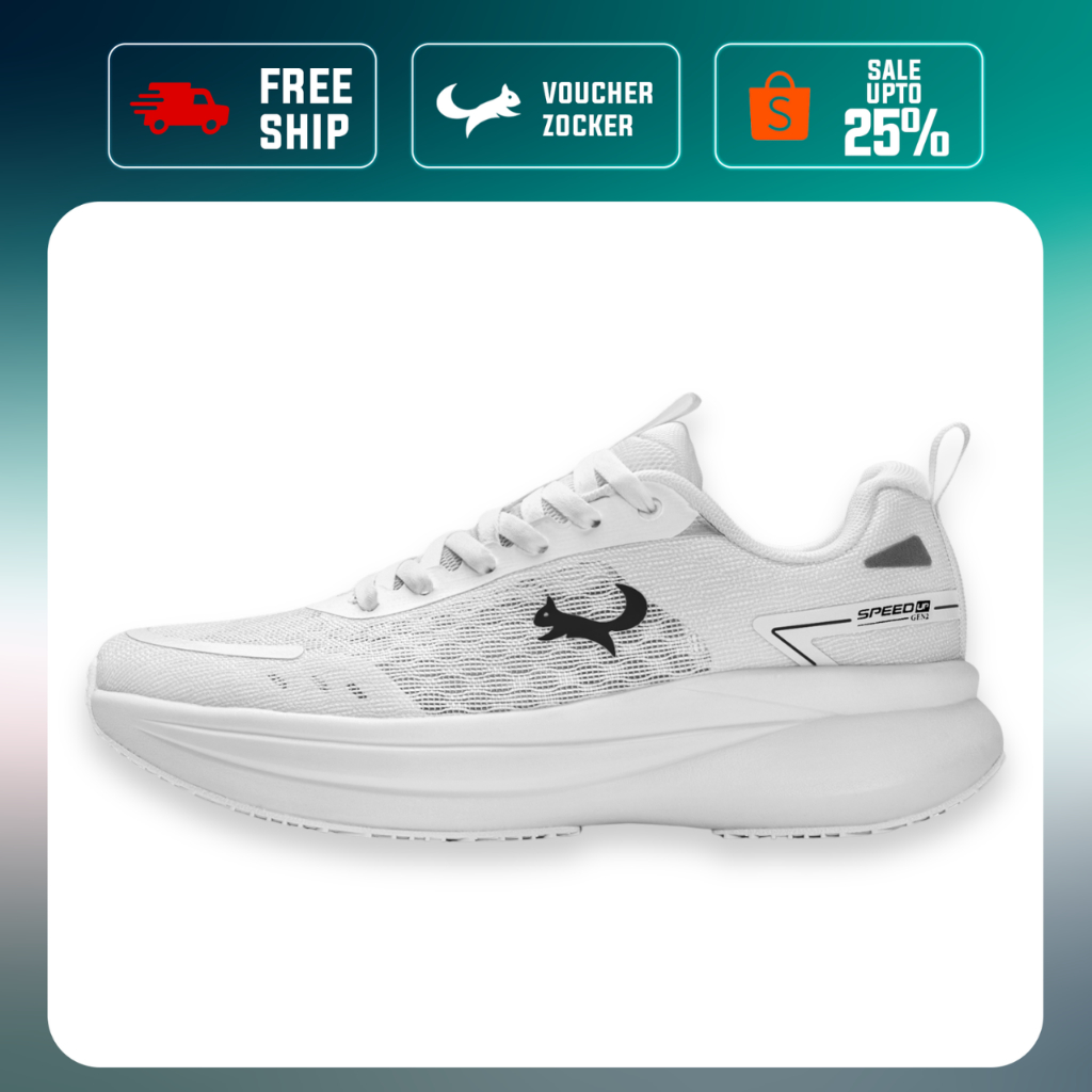 Giày Chạy Bộ Zocker Speed Up Gen 2 - Siêu Nhẹ, Siêu Nảy, Siêu Thoáng Chân (Tặng Bình Xịt Khử Mùi)