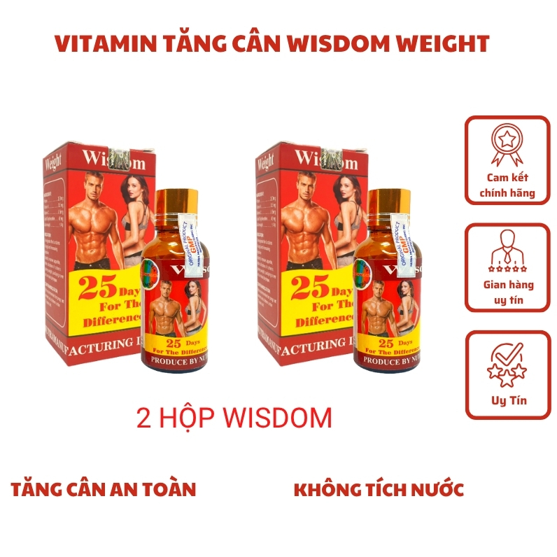 Combo 2 hộp vitamin wisdom weight, tăng cân wisdom weight chính hãng indo tăng cân an toàn không tíc