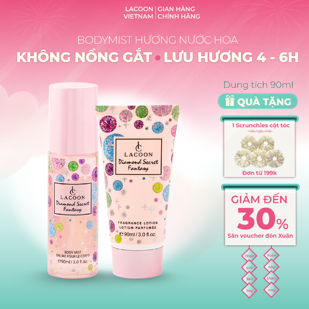 [BEST SELLER] Set Body Mist & Body Lotion LACOON 90ML – Hương Nước Hoa, Dưỡng Ẩm Sâu, Lưu Hương Lâu Trên Da