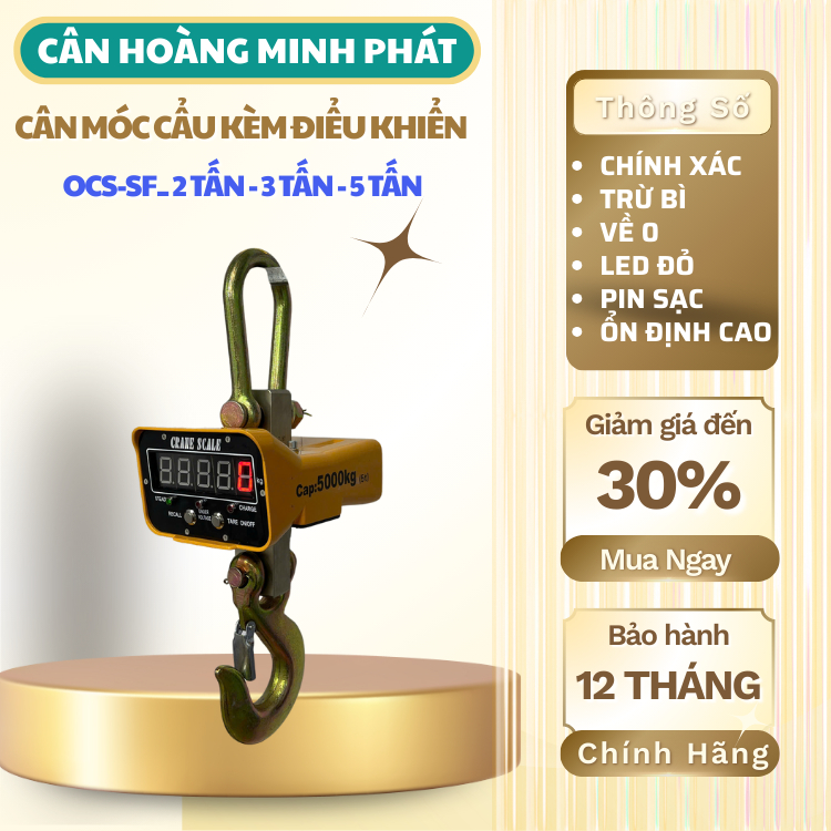 Cân điện tử móc cẩu OCS-SF  2000kg 3000kg 5000kg | Bảo hành 12 tháng | Kèm điều khiển