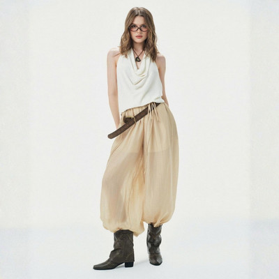 TUBYCATU | Áo Yếm Cổ Đổ Hera + Quần Harem Pants Nữ Ống Rộng Túm Gấu Vải Voan Mỏng Nhẹ