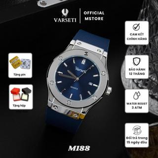 Đồng Hồ Nam varseti M188 Bộ Máy Pin Form HBL Viền Trơn Dây Silicon Thơm Khóa Chữ H Thông Minh