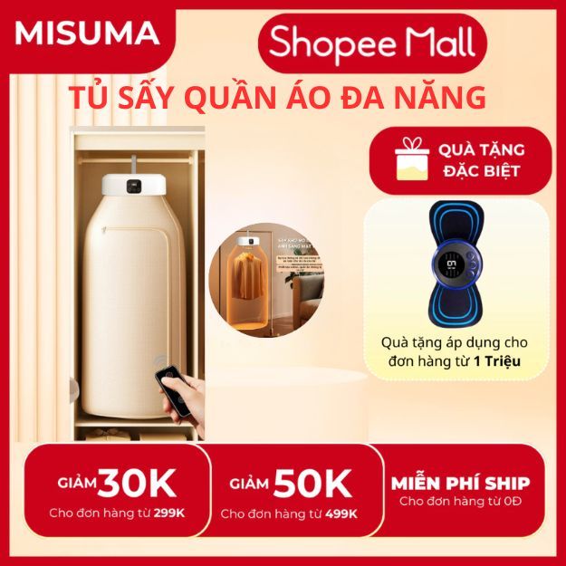 Tủ Sấy Quần Áo Đa Năng Misuma - Gấp Gọn - Du Lịch - Máy Sấy Quần Áo Có Tia UV Khử Trùng + Điều Khiển Từ Xa