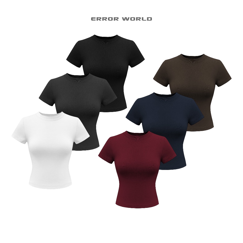 Áo thun trơn Babytee ôm body dáng dài ERROR WORLD