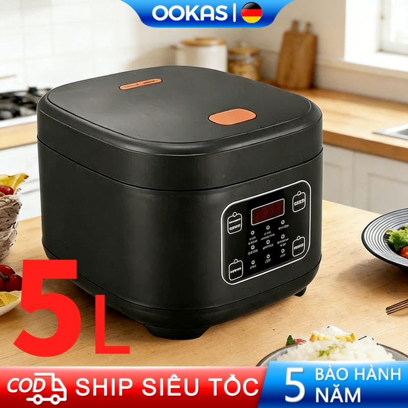 OOKAS Nồi cơm điện đa năng，5L dung tích lớn 220V Chảo Chống Dính