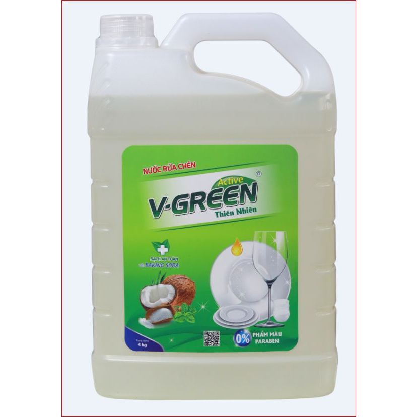 Nước rửa chén  Vgreen 4kg ( Hương Quế, Gừng chanh, Thiên nhiên)