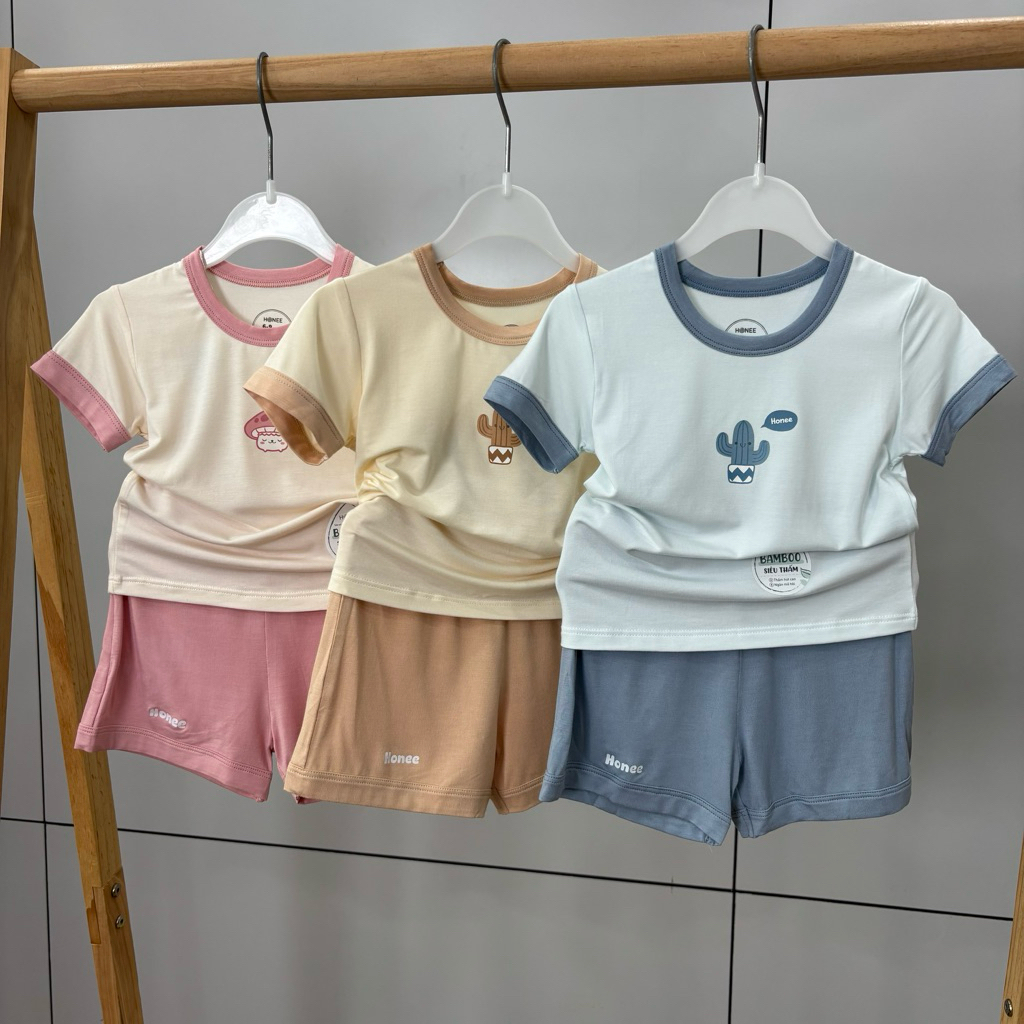 Hrnee/honee - Bộ cộc tay chất vải bamboo cho bé yêu từ 6 tháng đến 4 tuổi.