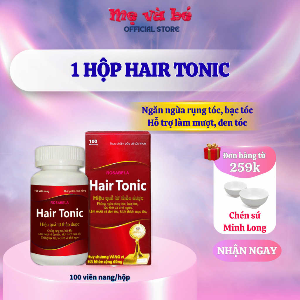 Viên uống Hairtonic giúp hỗ trợ giảm rụng tóc, nuôi dưỡng chân tóc chắc khỏe và dày mượt (100 viên)