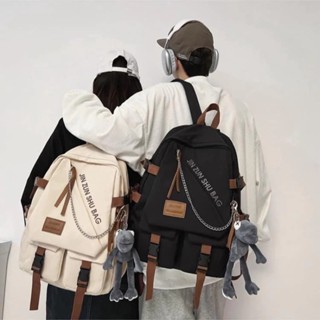 [Peinn] Balo đi học vải bố giá rẻ dây nâu JIN ZUN BL58 phong cách Hàn Quốc