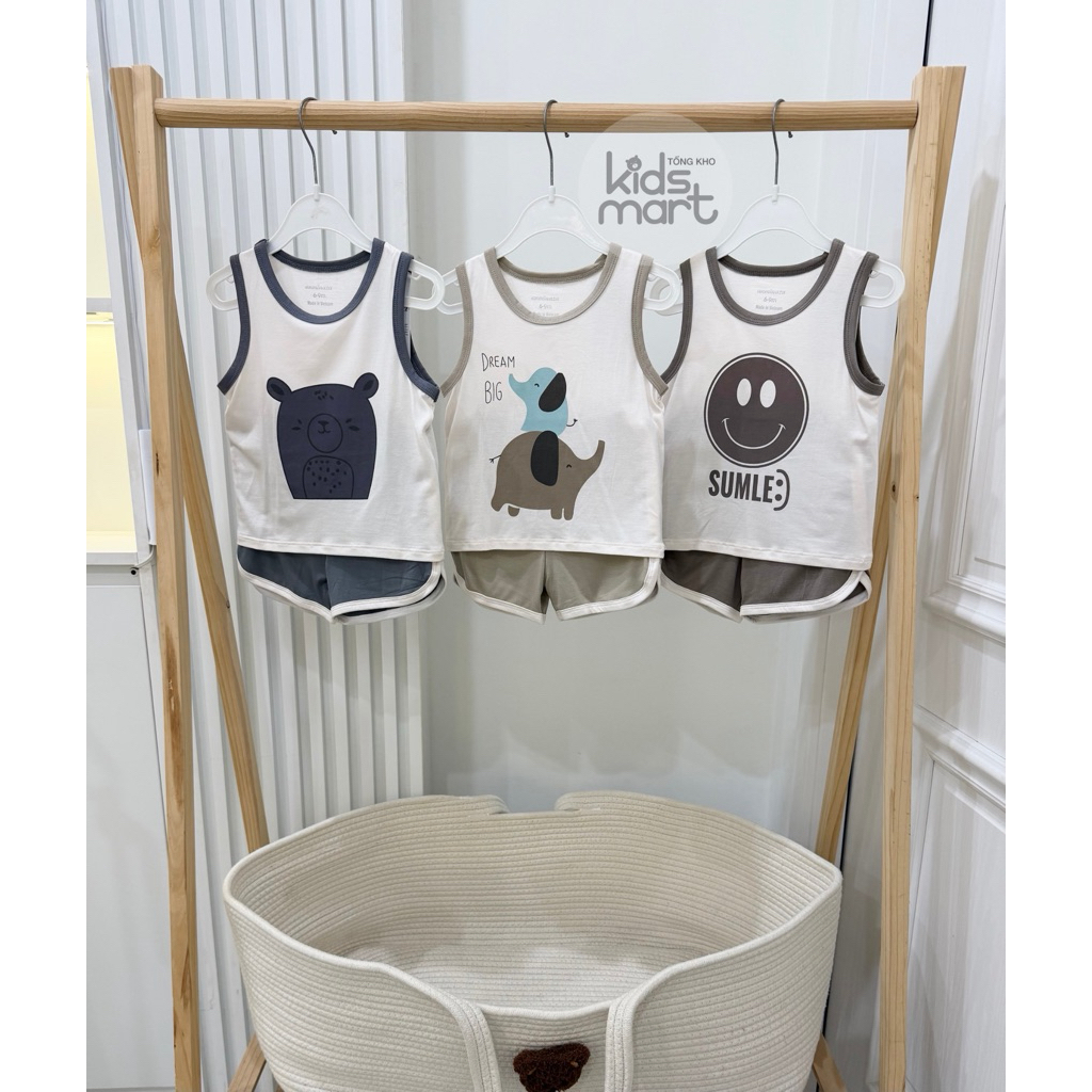 Anminaza - Bộ Ba lỗ in hình mềm mát cho bé AMI0463