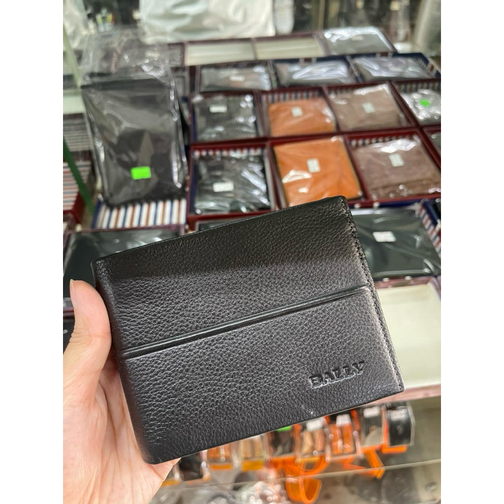 BÓP VÍ DA BÒ THẬT 100% ĐEN BALLY TRƠN