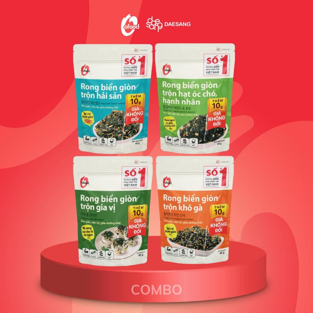 [O’Food] Combo 4 rong biển giòn trộn 4 vị – Ăn liền, trộn cơm, ăn kèm
