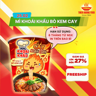 MÌ CAY XOẮN LƯỠI - Thùng 24 ly Mì Khoái Khẩu Hương Vị Bò Kem Cay 67gram/ly [TMNLY0024]