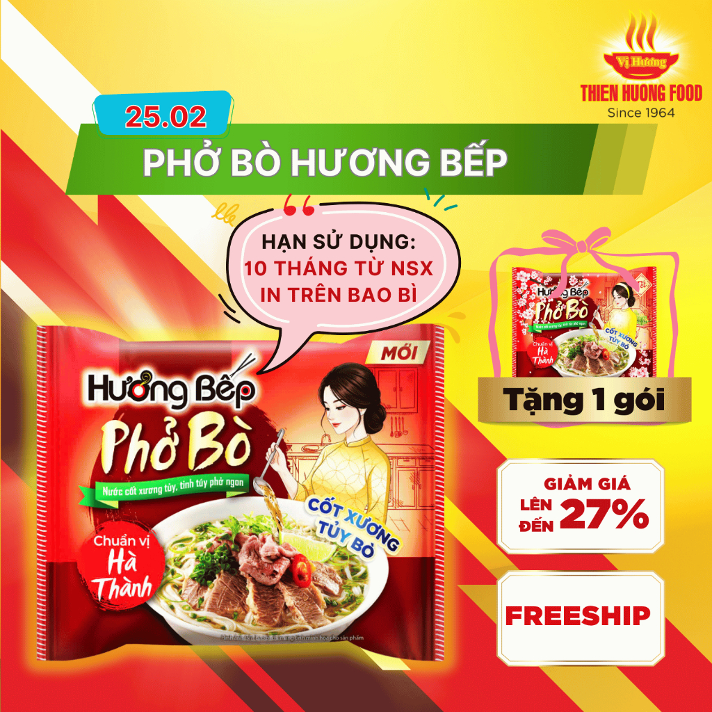 Thùng 30 Gói Tặng 1 Gói Phở Bò Hương Bếp 70gram/gói [TPNZZ0022]