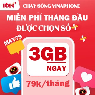 [Free 1 tháng] Sim 4G iTel79 - Chạy sóng VINAPHONE Sim Data tốc độ cao - Gọi miễn phí nội mạng - 90GB/tháng
