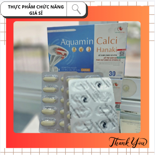 Viên uống bổ sung canxi D3 Aquamin Calci Hanaki - Hộp 30 viên - Hỗ trợ phát triển chiều cao ngăn ngu