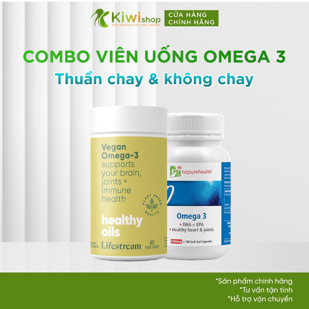 [Hỏa Tốc] Combo Viên uống dầu cá Omega 3 và thuần chay Vegan Omega-3 New Zealand