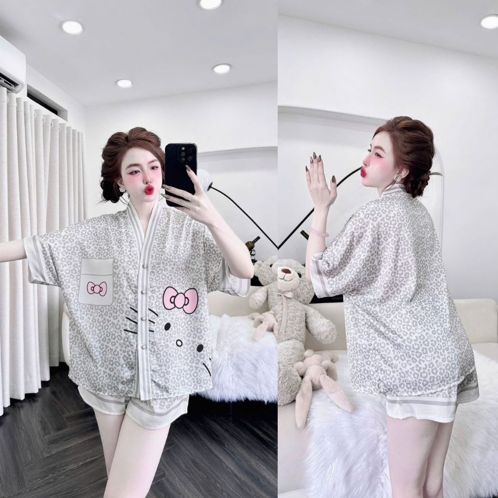 Đồ Ngủ Pijama Bigsize Cổ Y Đùi MIKY, Đồ Ngủ Bigsize lụa Latin In 3D cao cấp mềm mại xinh xắn 1 < 70KG | BigBuy360 - bigbuy360.vn