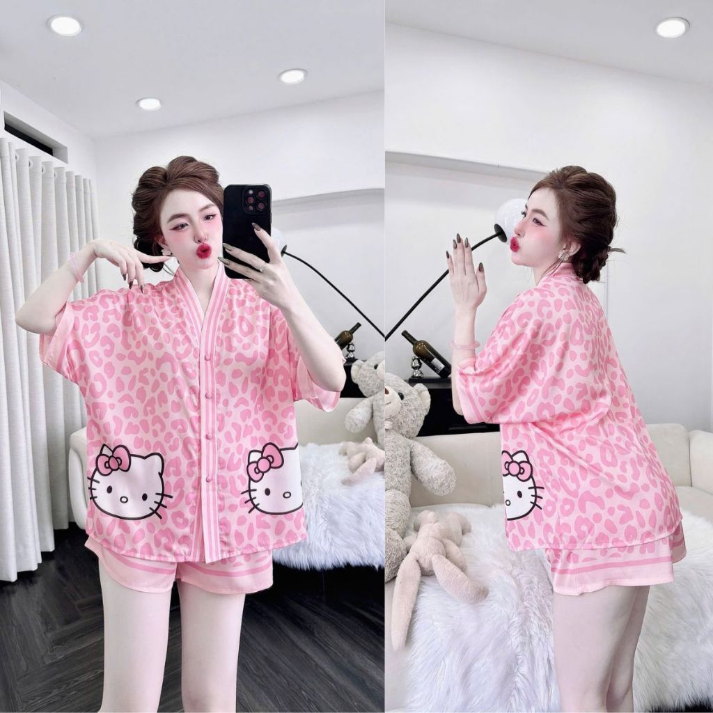 Đồ Ngủ Pijama Bigsize Cổ Y Đùi MIKY, Đồ Ngủ Bigsize lụa Latin In 3D cao cấp mềm mại xinh xắn 1 < 70KG | BigBuy360 - bigbuy360.vn