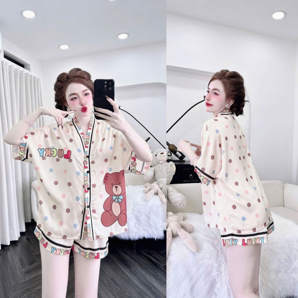 Đồ Ngủ Pijama Bigsize Cổ Y Đùi MIKY, Đồ Ngủ Bigsize lụa Latin In 3D cao cấp mềm mại xinh xắn 1 < 70KG | BigBuy360 - bigbuy360.vn