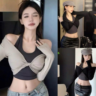 Áo Yếm Tay Dài Xoắn Eo Chất Tăm Lạnh Siêu Mát