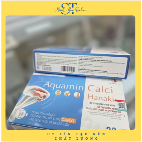 Viên uống bổ sung canxi D3 Aquamin Calci Hanaki - Hộp 30 viên - Hỗ trợ phát triển chiều cao ngăn ngu