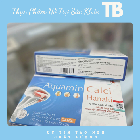 Viên uống bổ sung canxi D3 Aquamin Calci Hanaki - Hộp 30 viên - Hỗ trợ phát triển chiều cao ngăn ngu