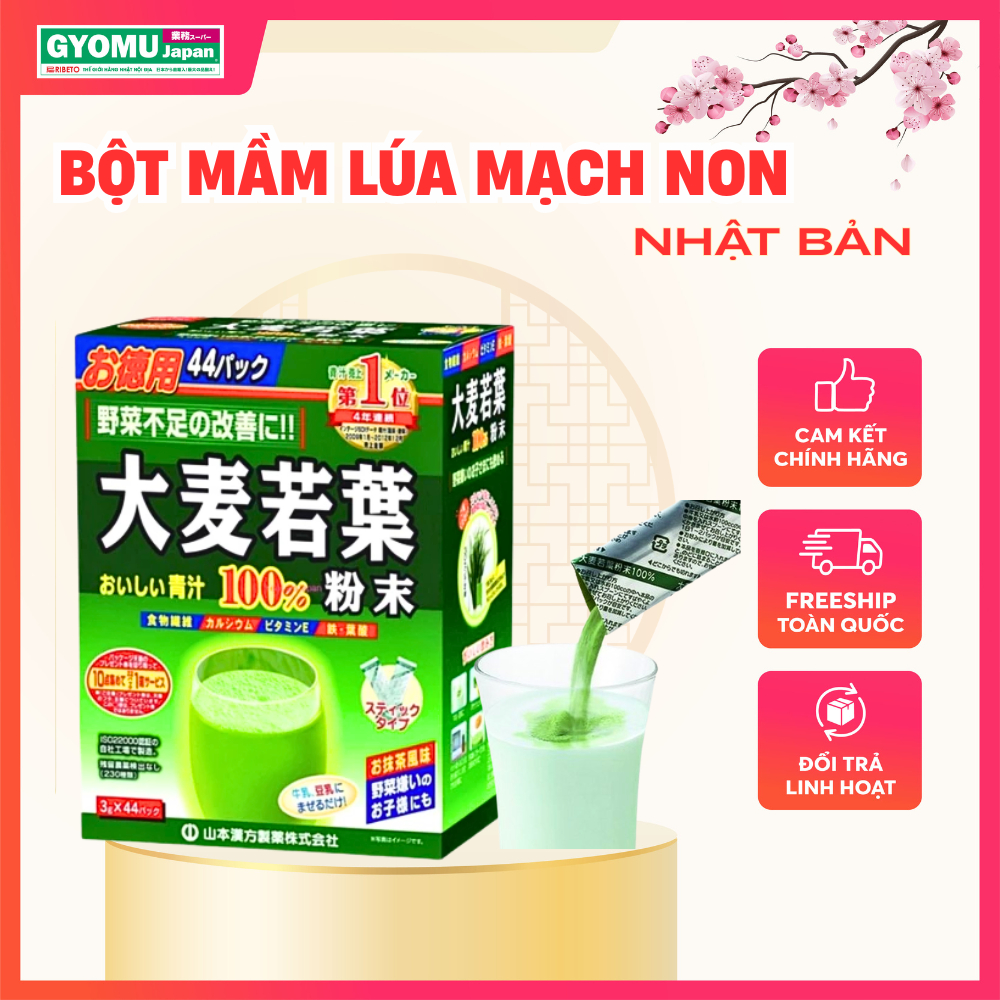 Bột mầm lúa mạch Grass Barley YAMAMOTO 3gx44 gói Nhật Bản - Gyomu Japan