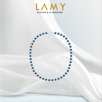 Dây chuyền nữ LAMY Blue Angelic Round Cut Silver Necklace 6113