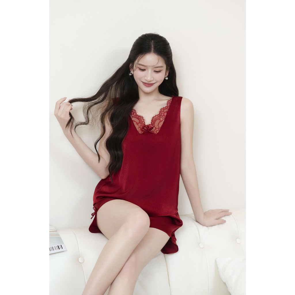 Đồ Ngủ Nữ Lụa Ngọc Trai Cao Cấp Phối Ren Cổ Tim Quyến Rũ – Bộ Đồ Ngủ Mềm Mại Thoáng Mát Sang Trọng- B3D01 | BigBuy360 - bigbuy360.vn