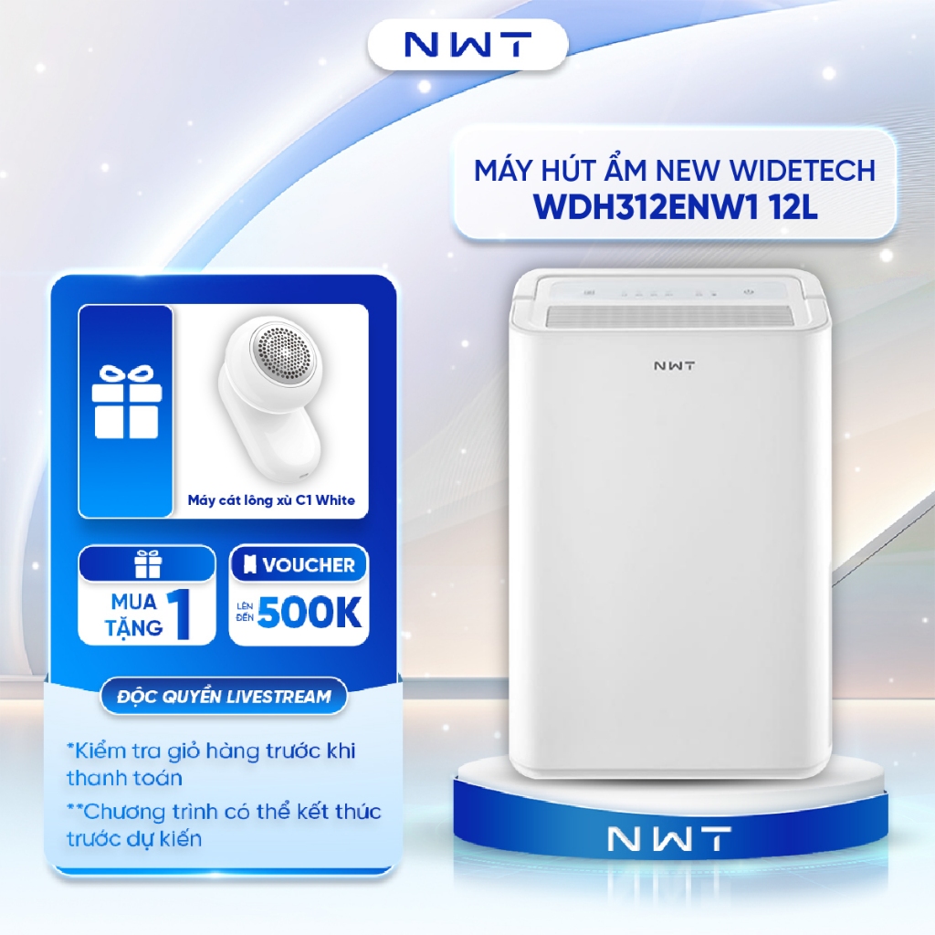 Máy hút ẩm New Widetech WDH312ENW1 12L, sử dụng app Mi Home - NewWidetech.Offcial
