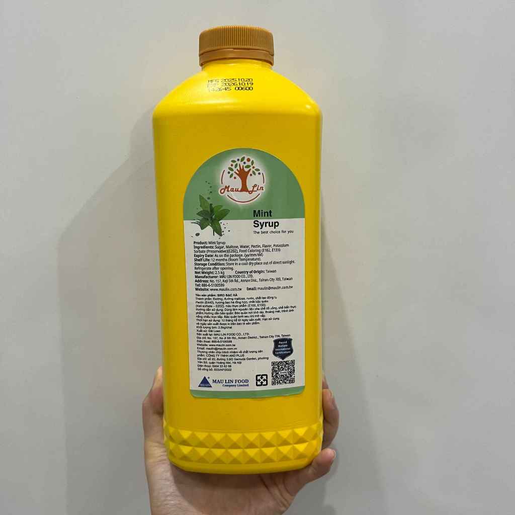 Syrup Bạc Hà Maulin Đài Loan 2.5kg – Siro Bạc Hà The Mát, Pha Chế Soda/Mojito/Trà Trái Cây, Tạo Màu 