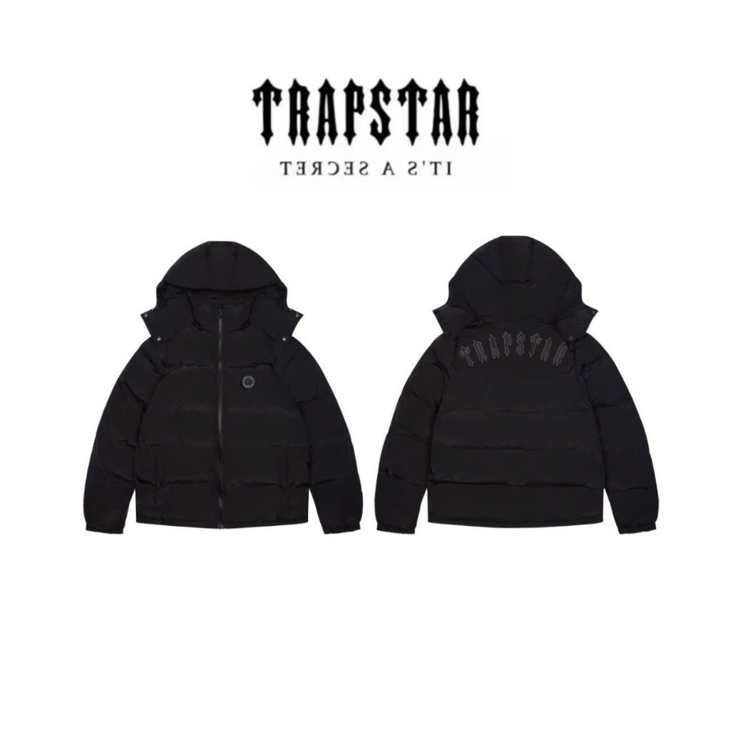 Áo phao mùa đông Trapstar London đen phong cách cực chất cho các Drill thủ UK