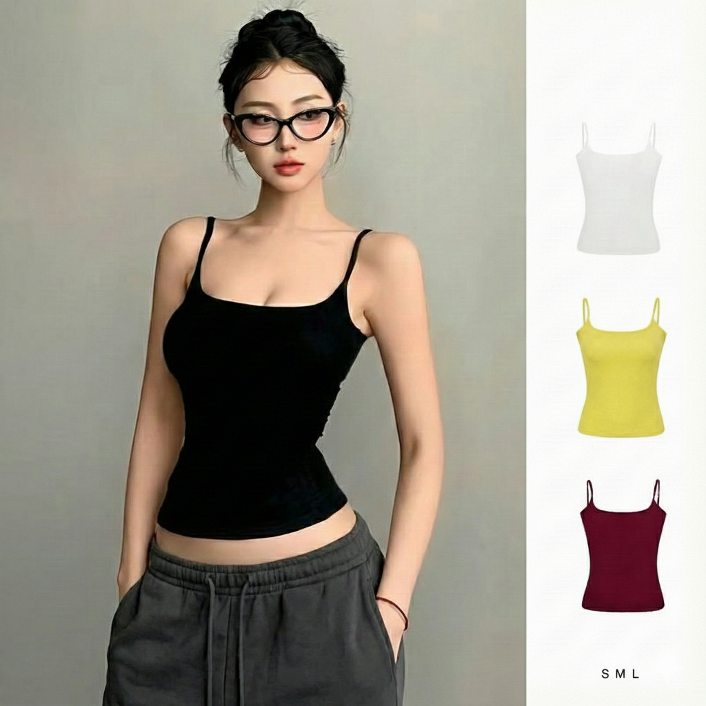 Áo Hai Dây Nữ Basic Ôm Dáng Chất Thun Cotton Mịn Tôn Dáng | BigBuy360 - bigbuy360.vn