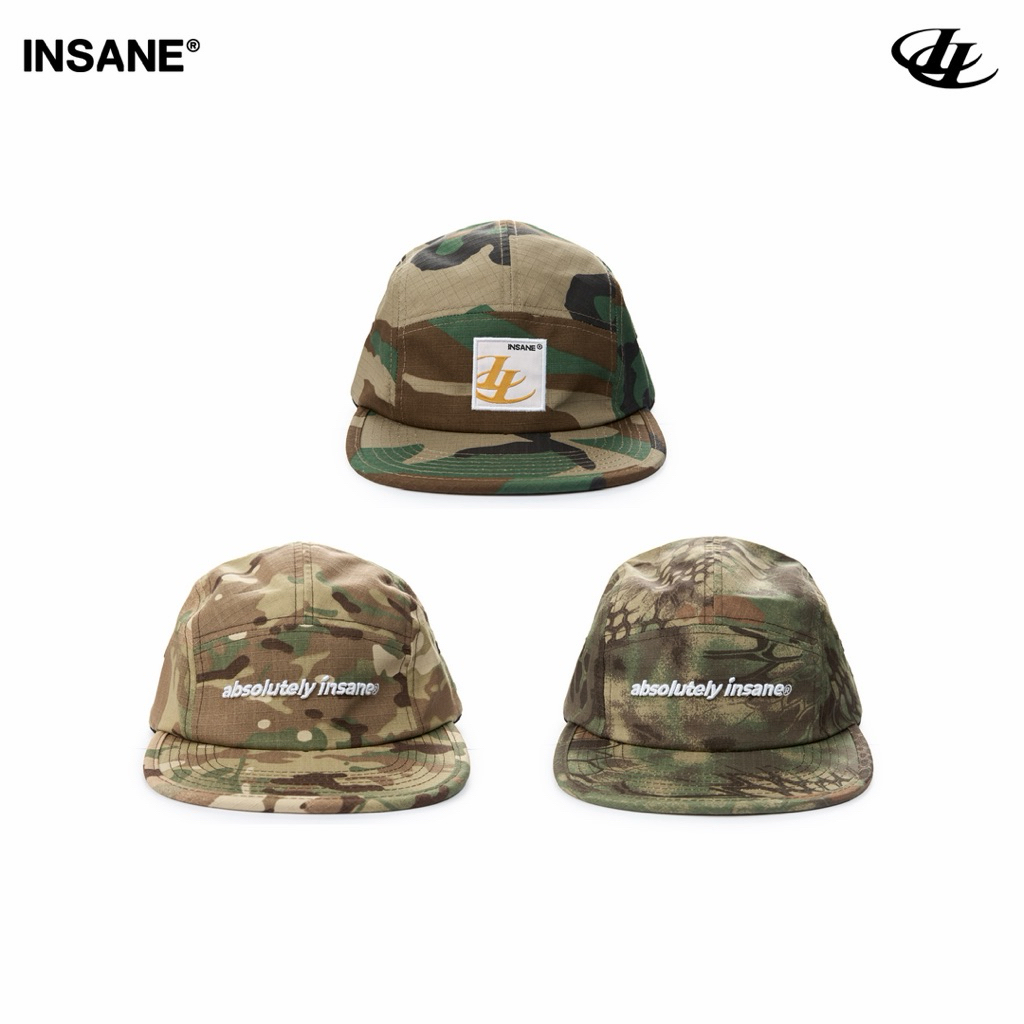Nón Lưỡi Trai InsaneClo CAMO CAP Form 5Panel Unisex Chất Liệu Kaki Caro Nhập
