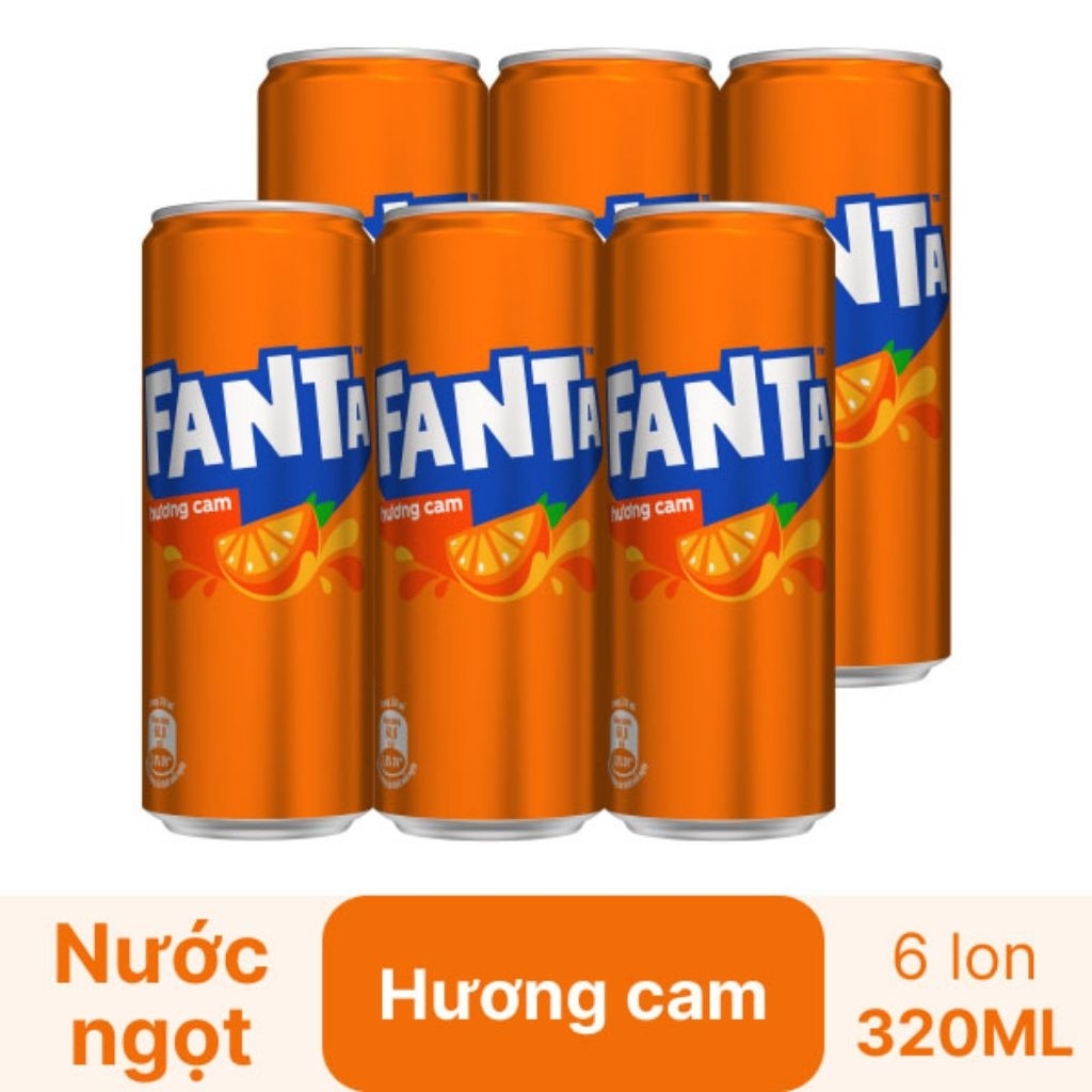 Fanta hương cam lốc 6 lon 320ml