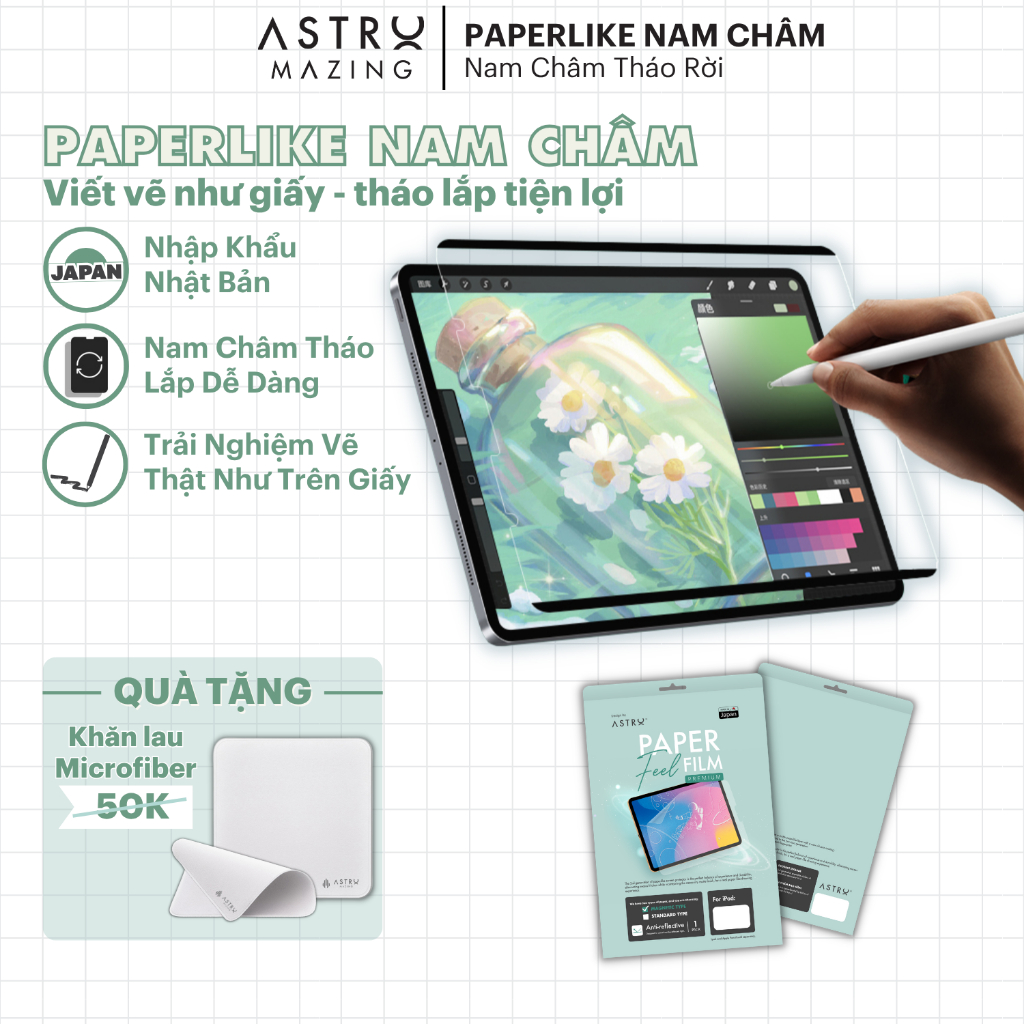 [Tặng Microfiber] Paperlike nam châm miếng dán AstroMazing Paperfilm Paper Like dành cho iPad Air 4 